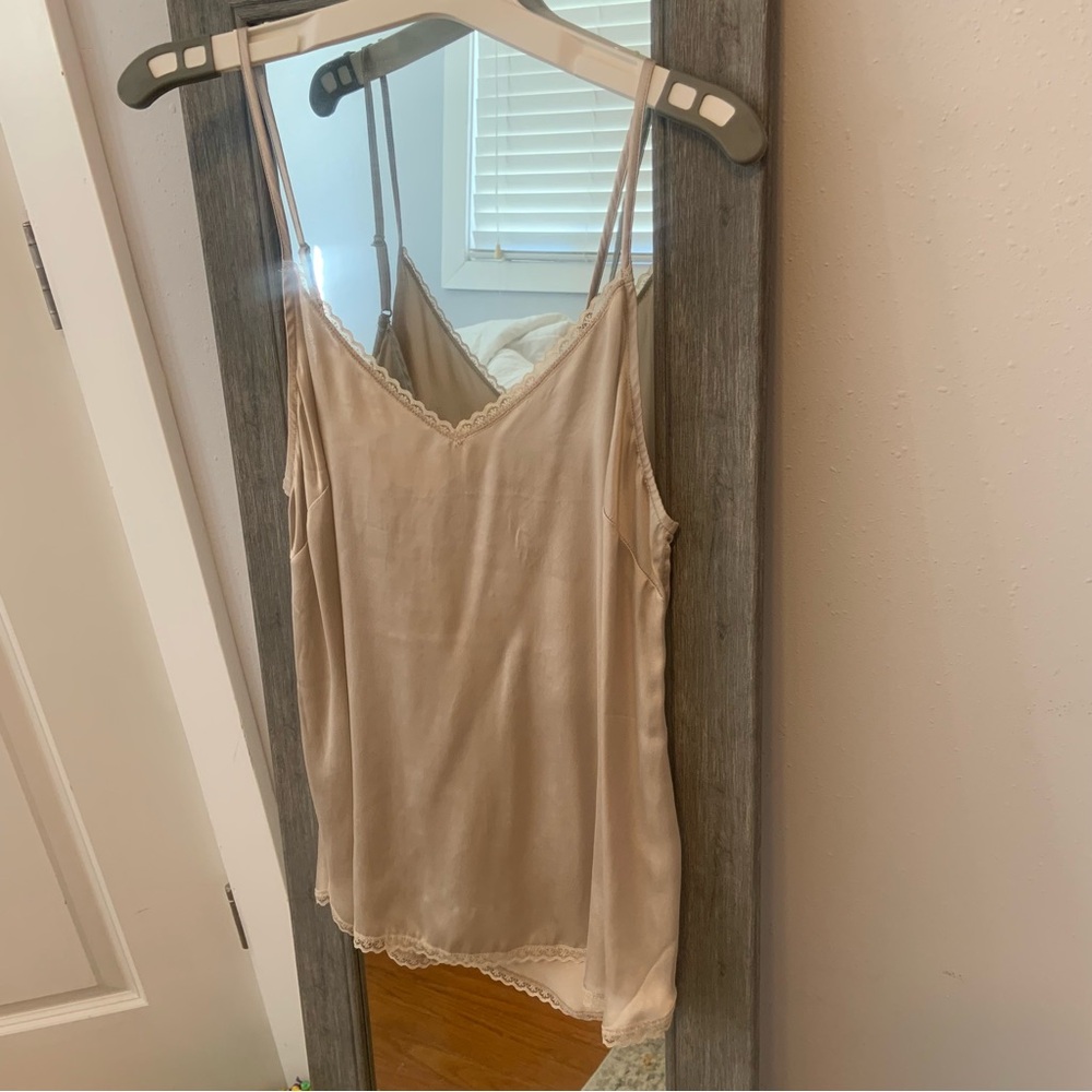 Anthropologie Cream Lace Satin Camisole Blouse